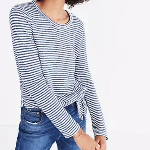 Madewell Striped Soundcheck Side Tie Tee - Picture 1 of 4